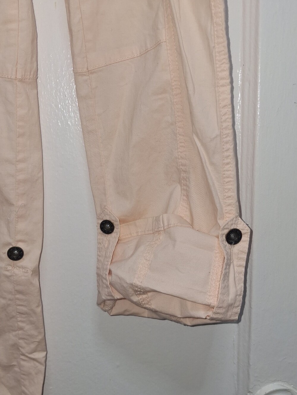 Y2K Utility Cargo Pants Coral/Pink Adjustable Hem Size 3/4 - Picture 5 of 10